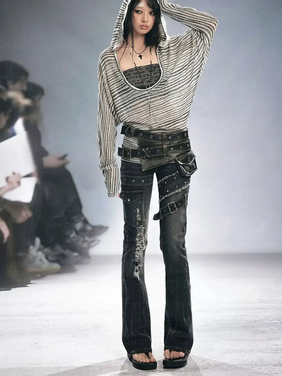 CestNous | Ripped Spliced Flared Jeans