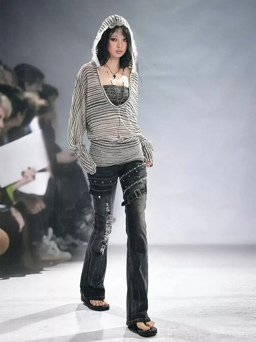 CestNous | Ripped Spliced Flared Jeans