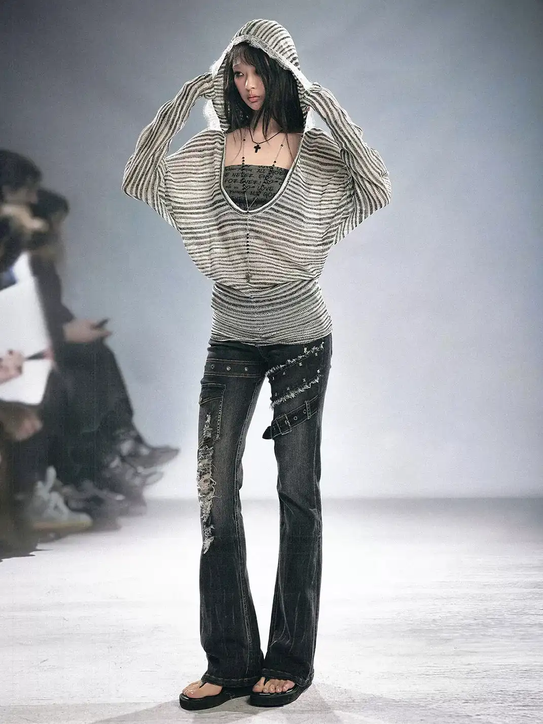 CestNous | Ripped Spliced Flared Jeans