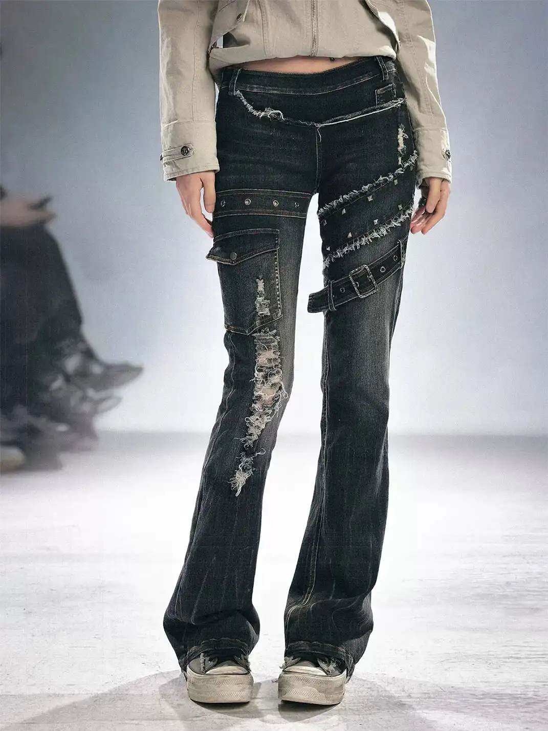 CestNous | Ripped Spliced Flared Jeans