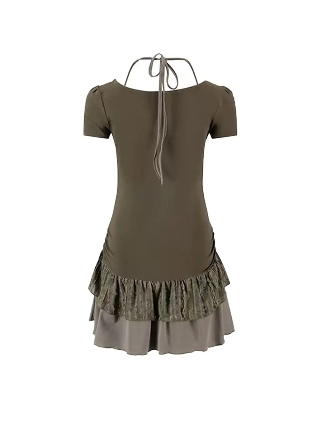 CestNous | Rivet Texture Lace Spliced Fake Two-Piece Slip Dress