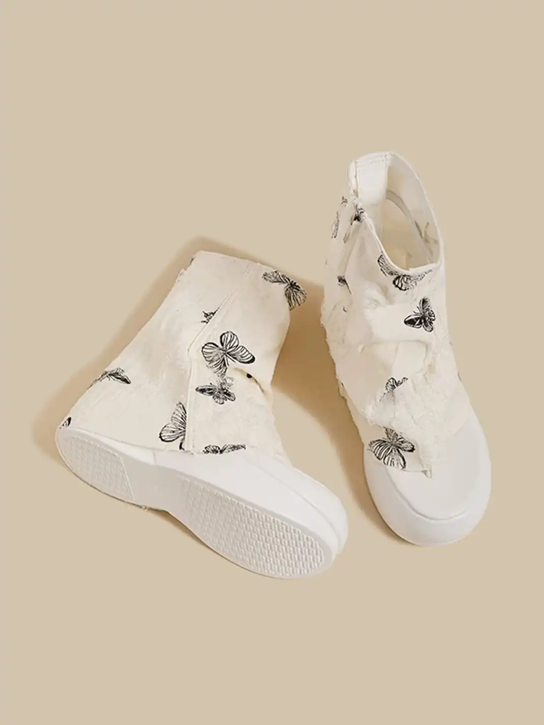 CHUOLEI | Butterfly Embroidery Slouchy Thong Sandal Boots