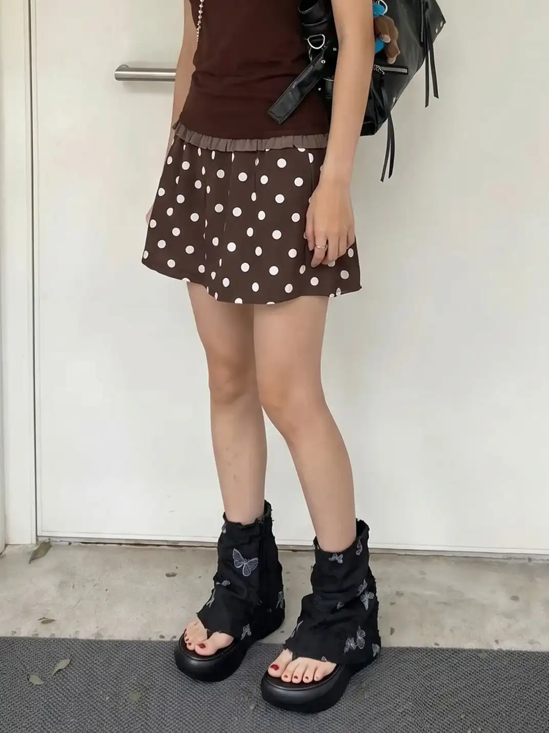 CHUOLEI | Butterfly Embroidery Slouchy Thong Sandal Boots
