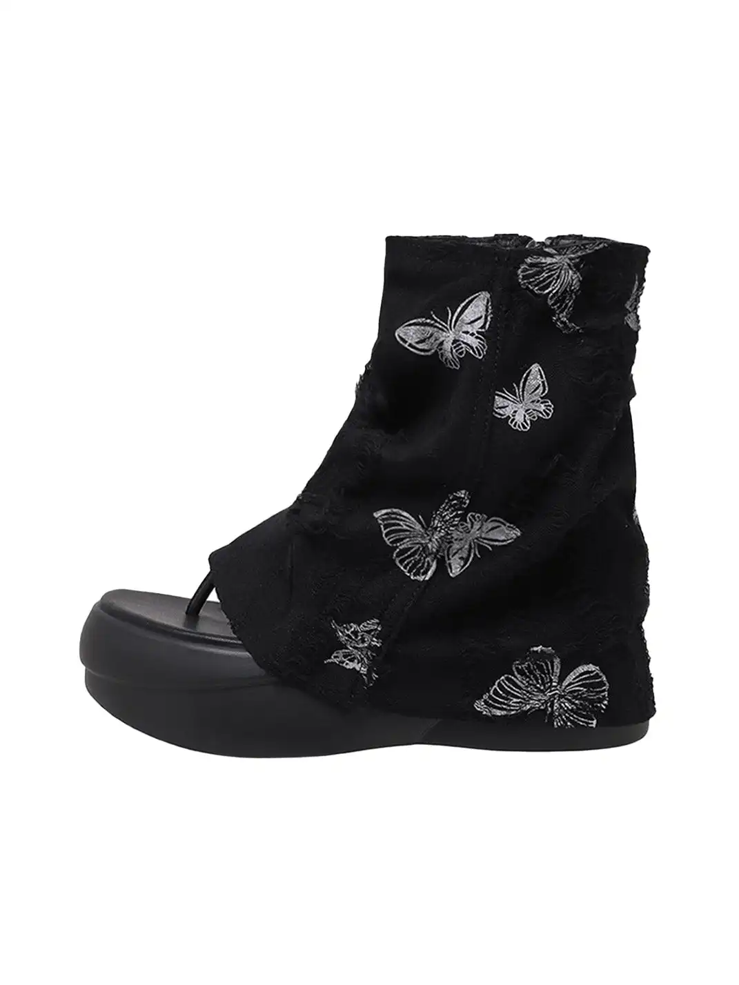 CHUOLEI | Butterfly Embroidery Slouchy Thong Sandal Boots