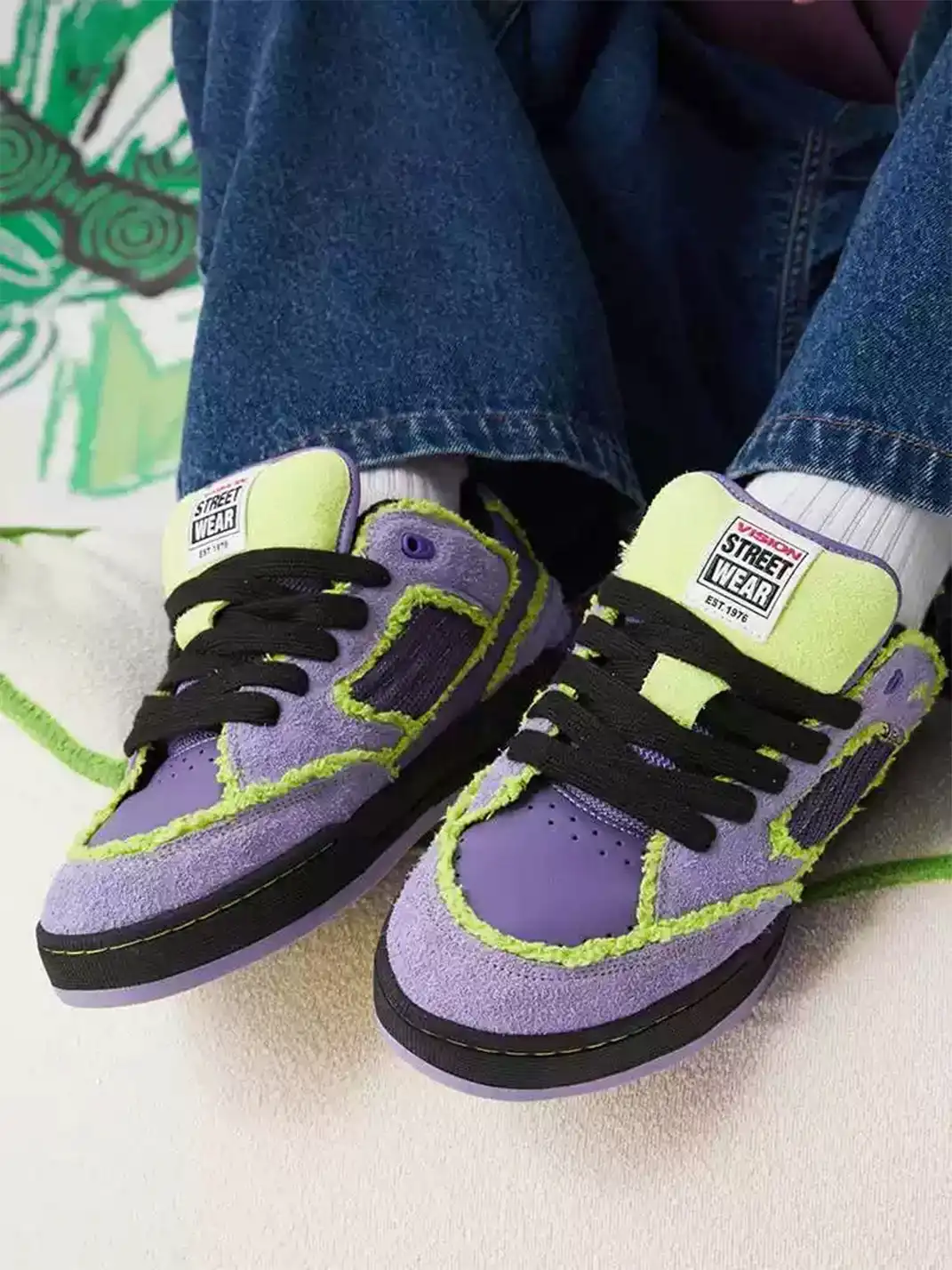 VST | Distressed Raw Edge Suede Skate Sneakers