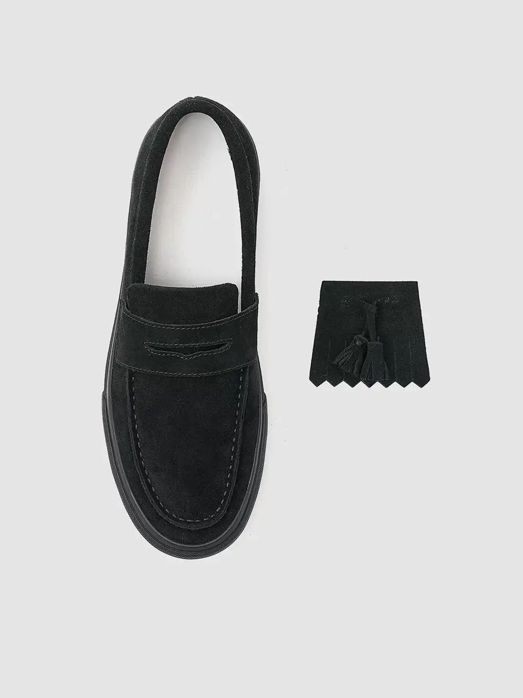 T/C MADE│Two-Tone Tassel Fringe Suede Platform Loafers