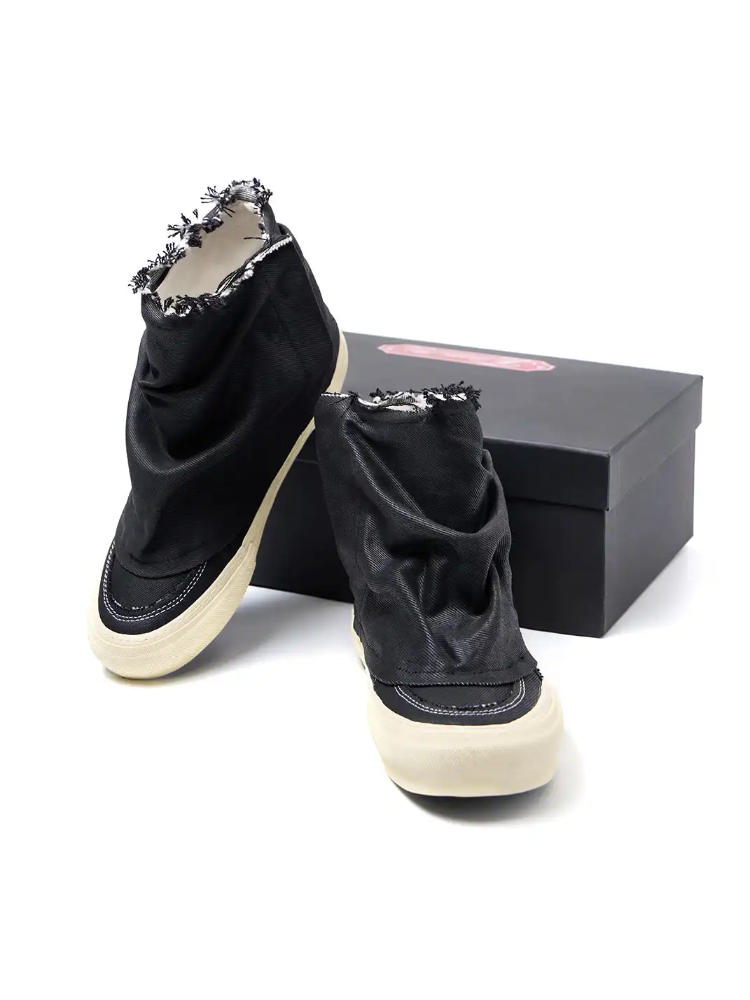 TBR | Handmade Frayed Ruched Slouchy High-Top Vulcanized Shoes
