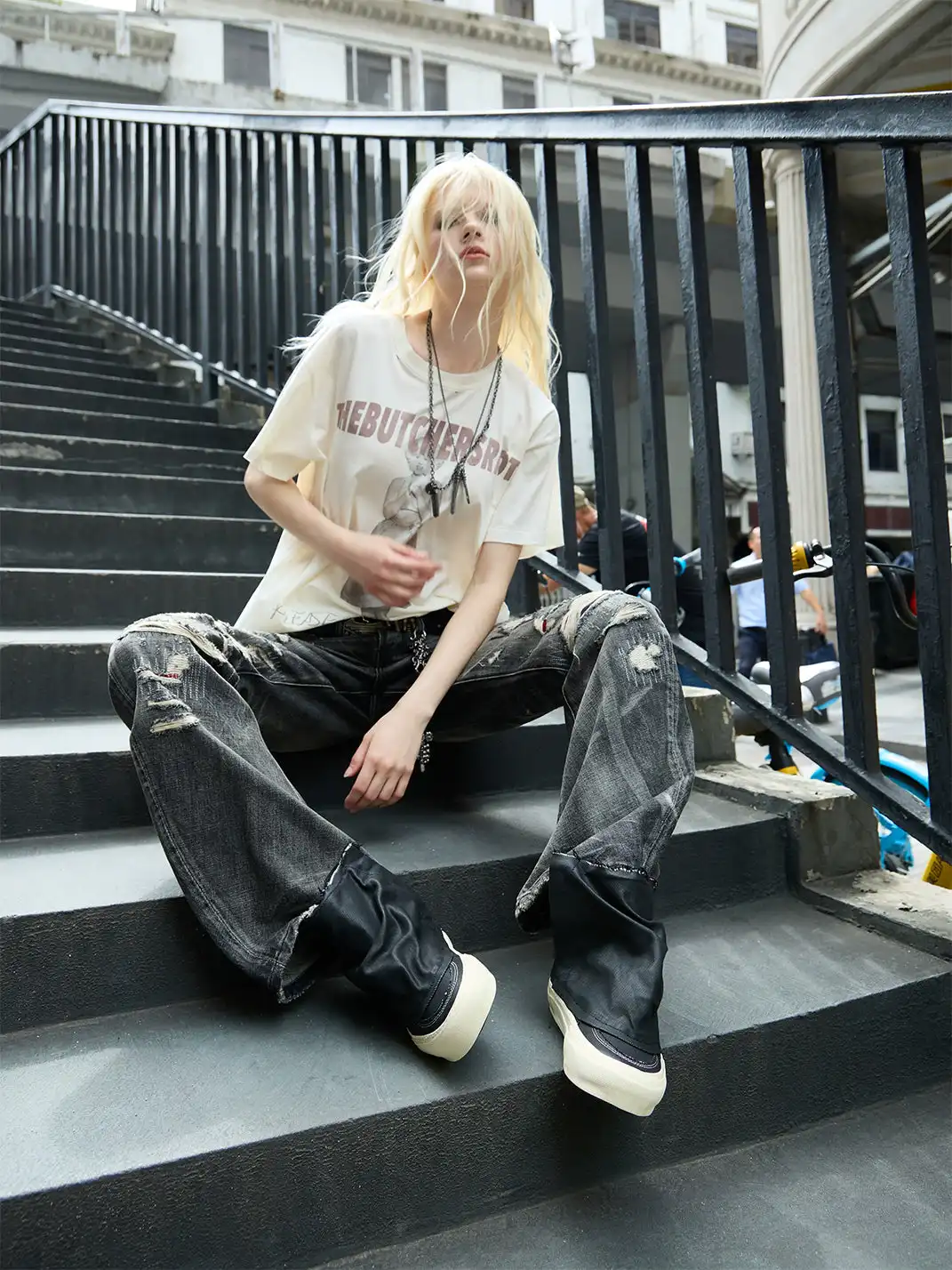 TBR | Handmade Frayed Ruched Slouchy High-Top Vulcanized Shoes
