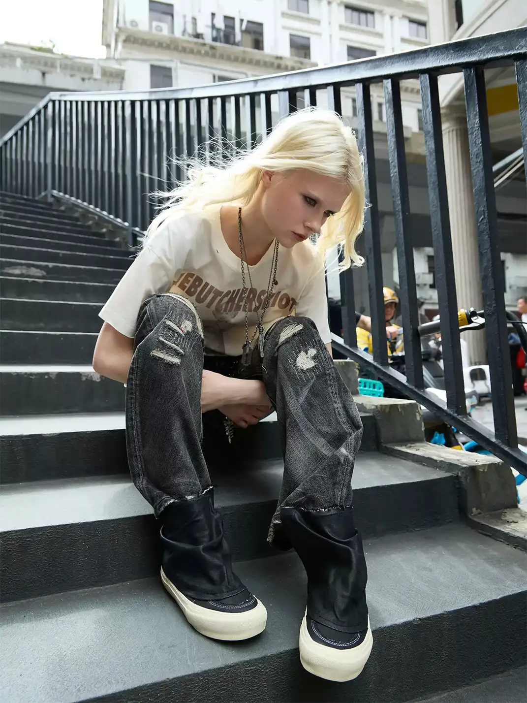 TBR | Handmade Frayed Ruched Slouchy High-Top Vulcanized Shoes
