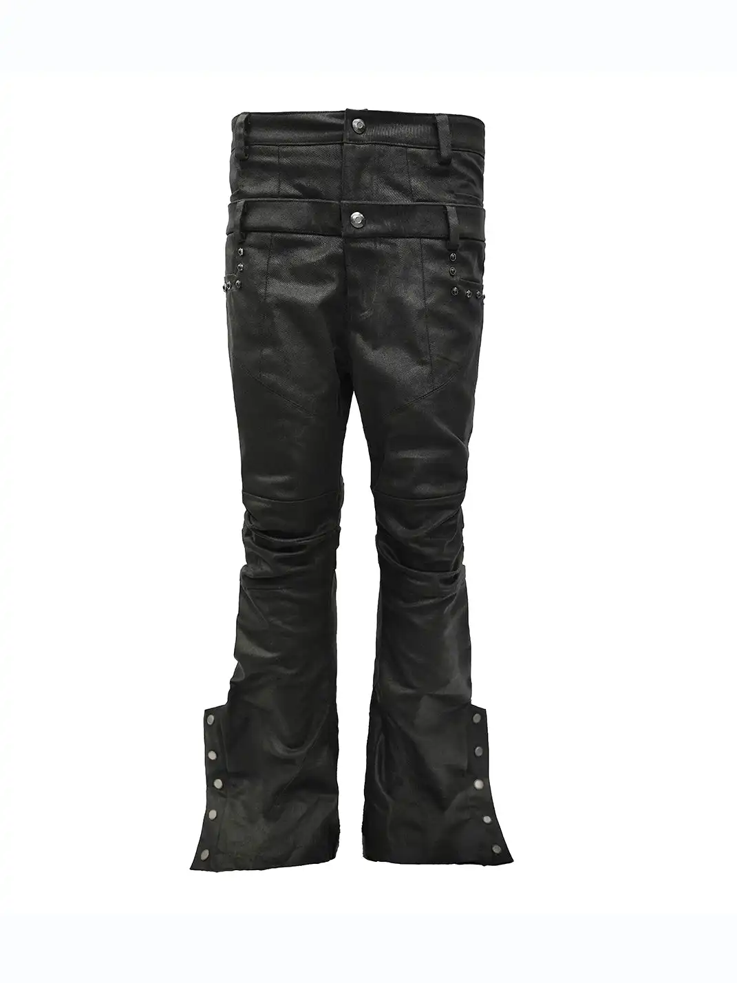 SSIN7 | Curved Blade Double Waist Waxed Studded Jeans