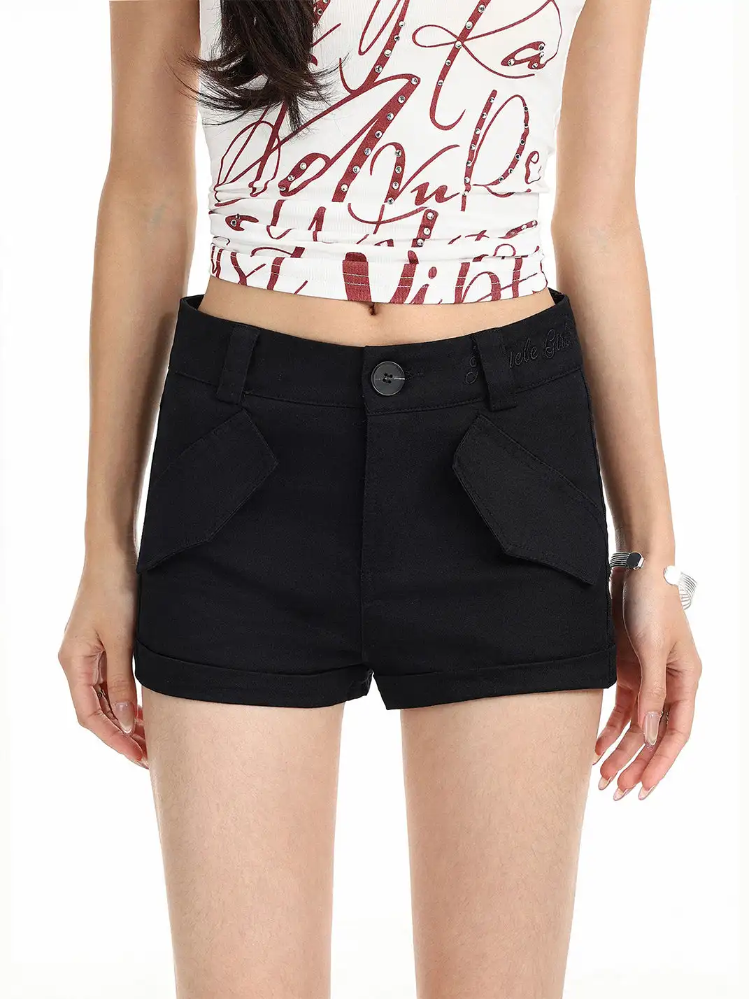 BIGGOLD | High Waist Cuffed Cargo Shorts