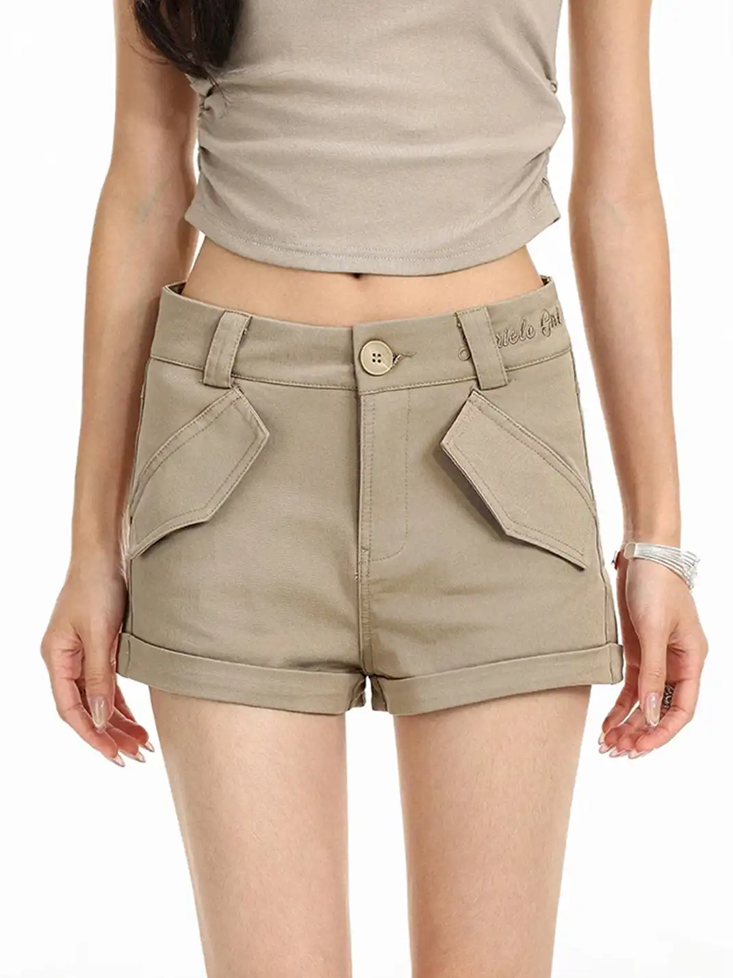 BIGGOLD | High Waist Cuffed Cargo Shorts
