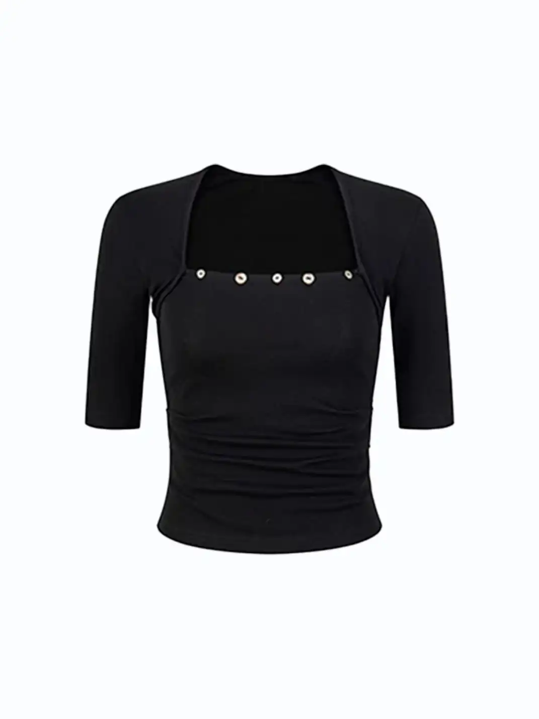 BIGGOLD | Shell Button Fake Two-Piece Short Sleeve T-Shirt