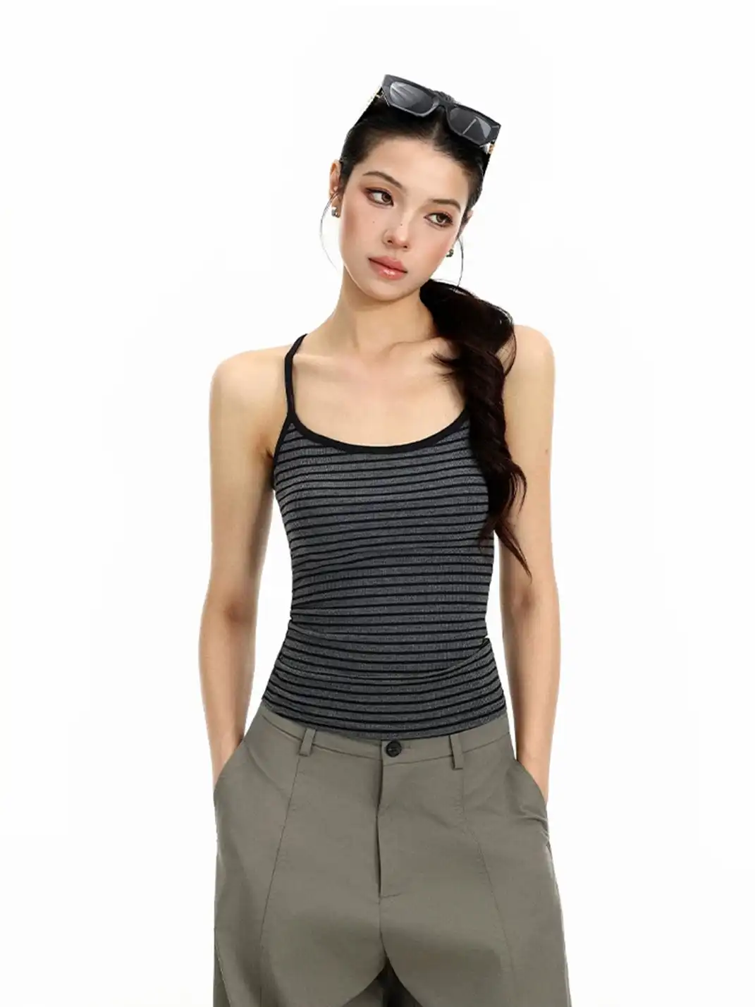 BIGGOLD | Striped U-Neck Cami Top