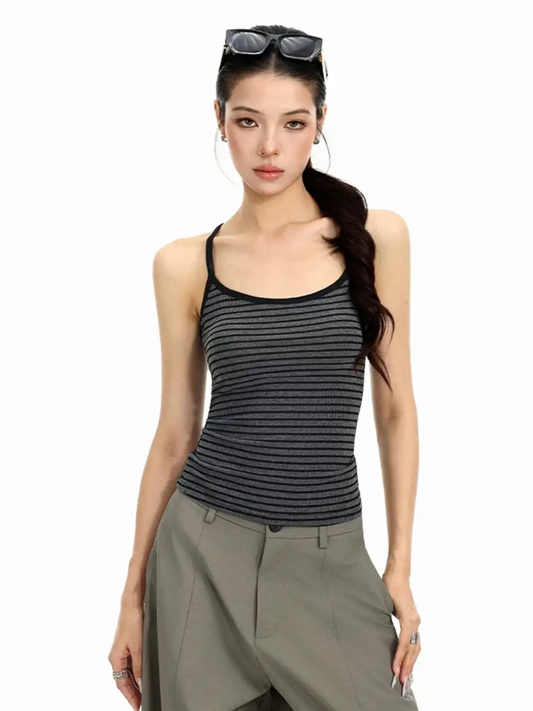 BIGGOLD | Striped U-Neck Cami Top
