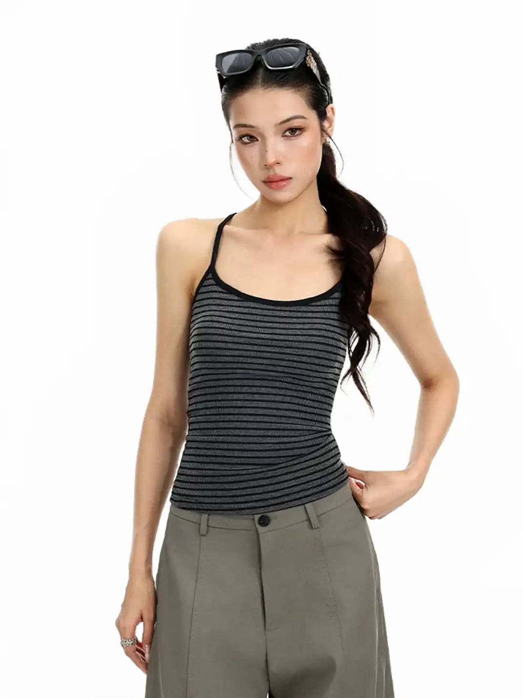 BIGGOLD | Striped U-Neck Cami Top