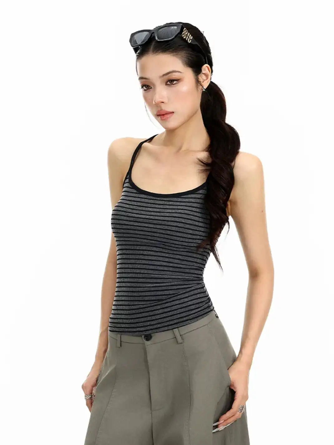 BIGGOLD | Striped U-Neck Cami Top