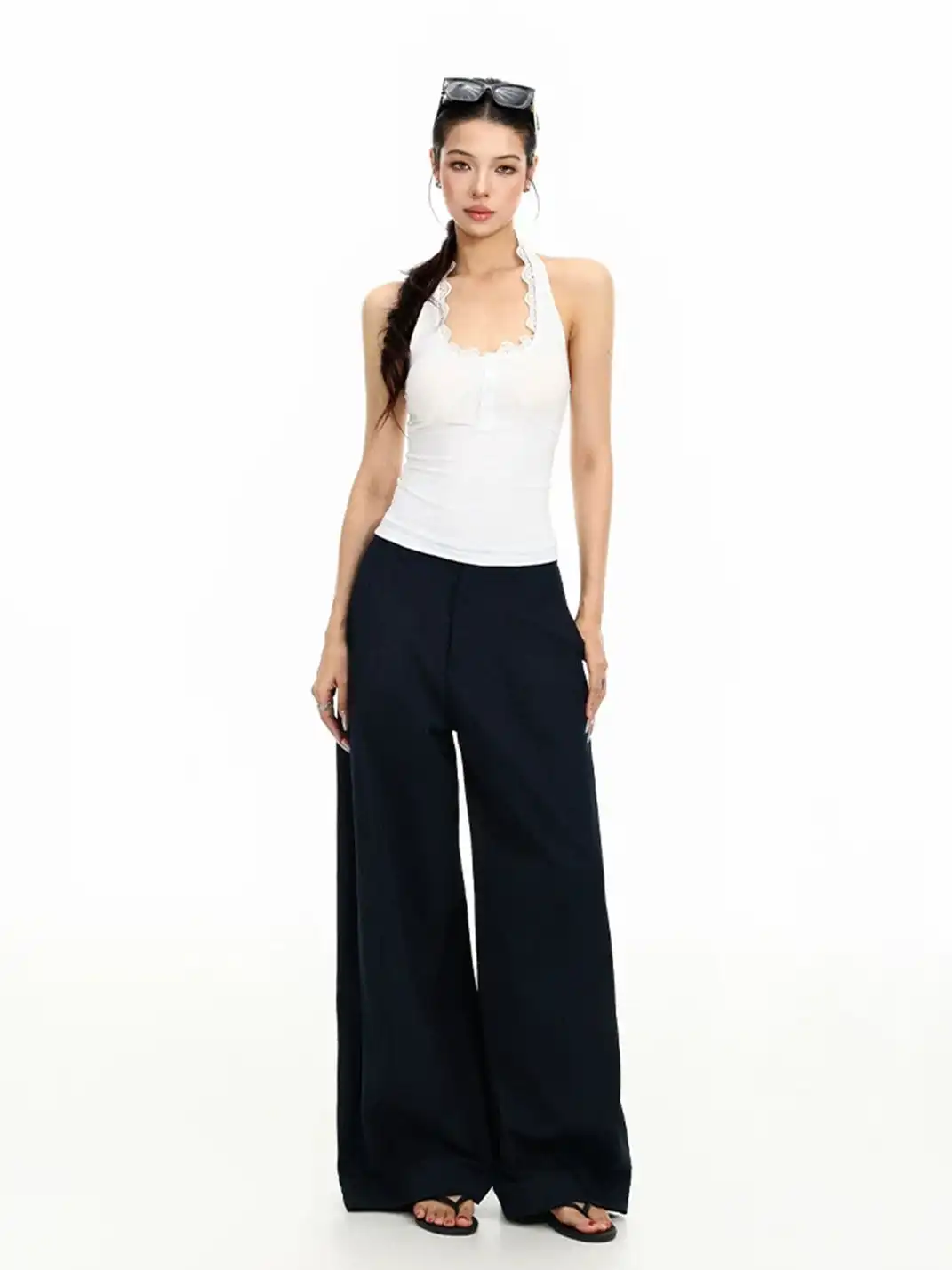 BIGGOLD | Lace Trim Halter Cami Top