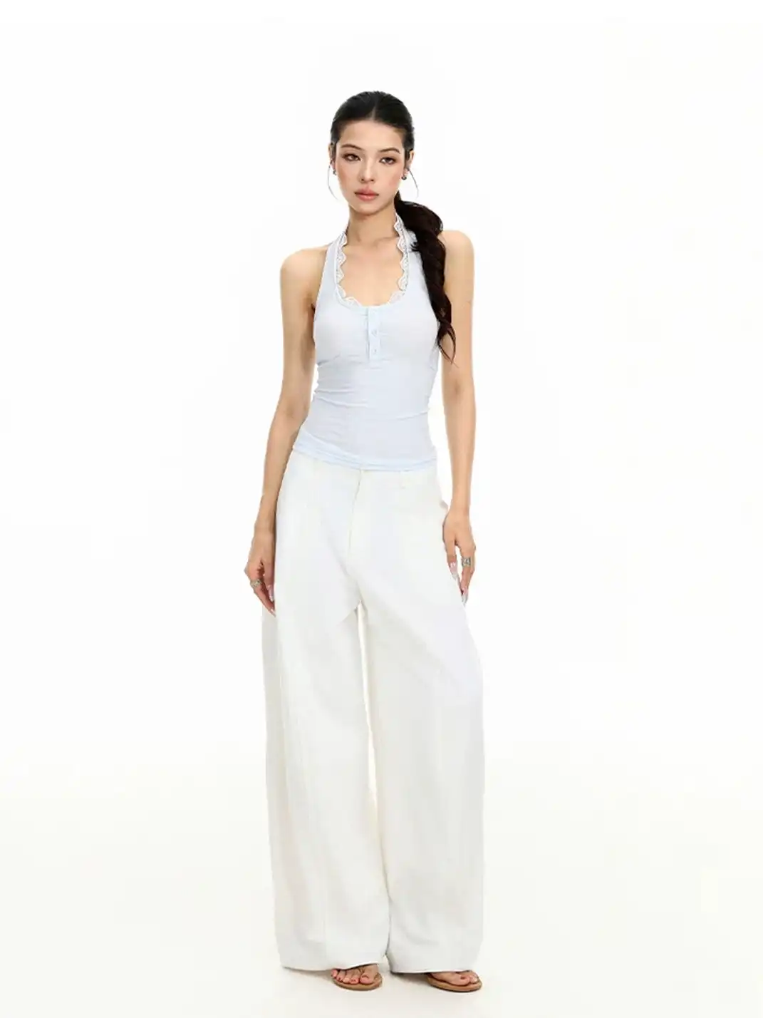 BIGGOLD | Lace Trim Halter Cami Top