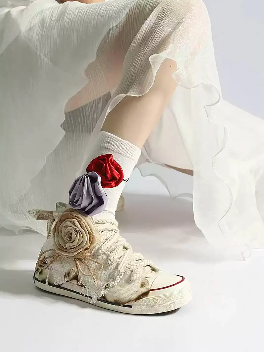 DAYMARE | Hand-Painted Trendy Rose High-Top Canvas Shoes