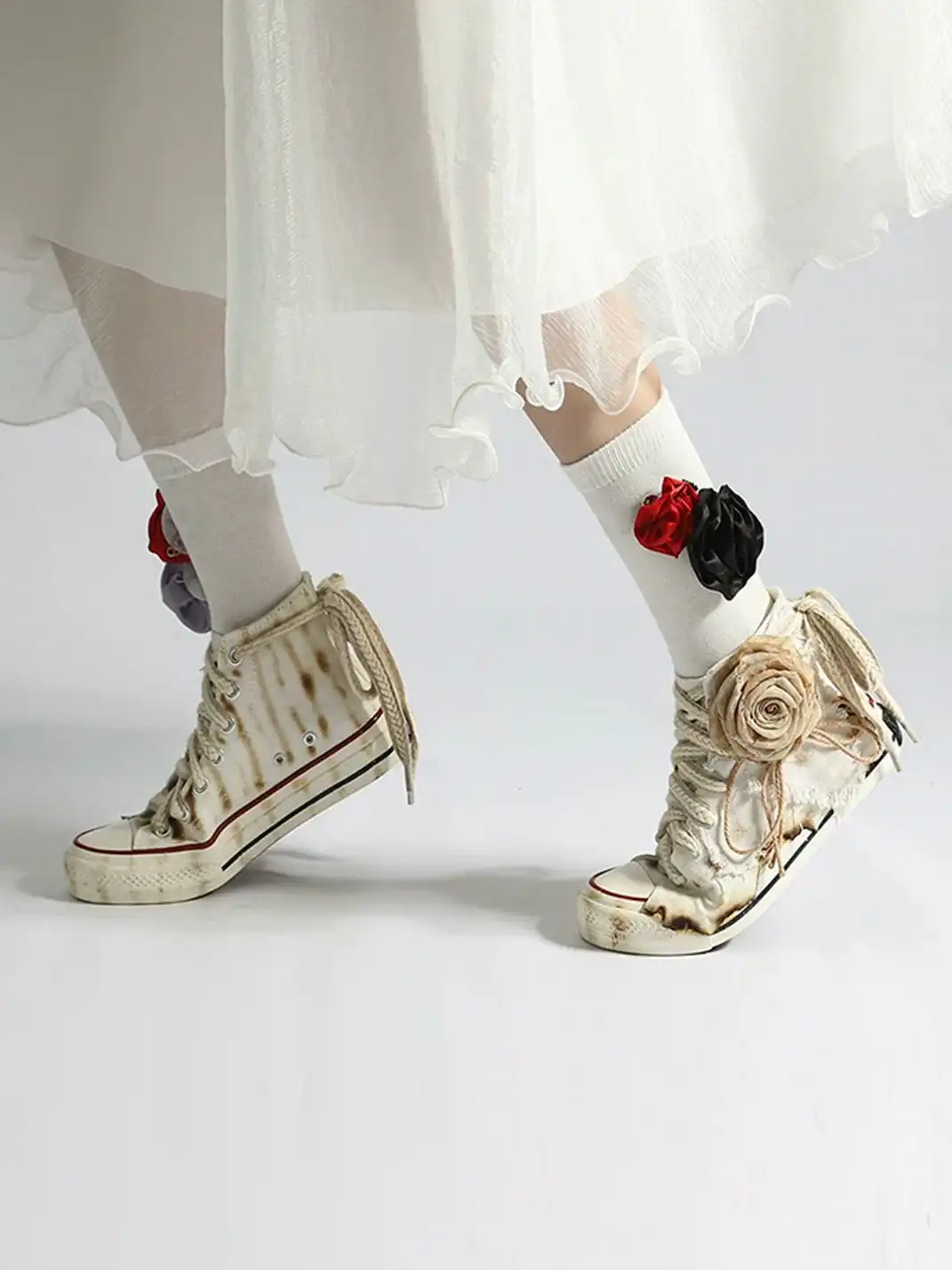 DAYMARE | Hand-Painted Trendy Rose High-Top Canvas Shoes