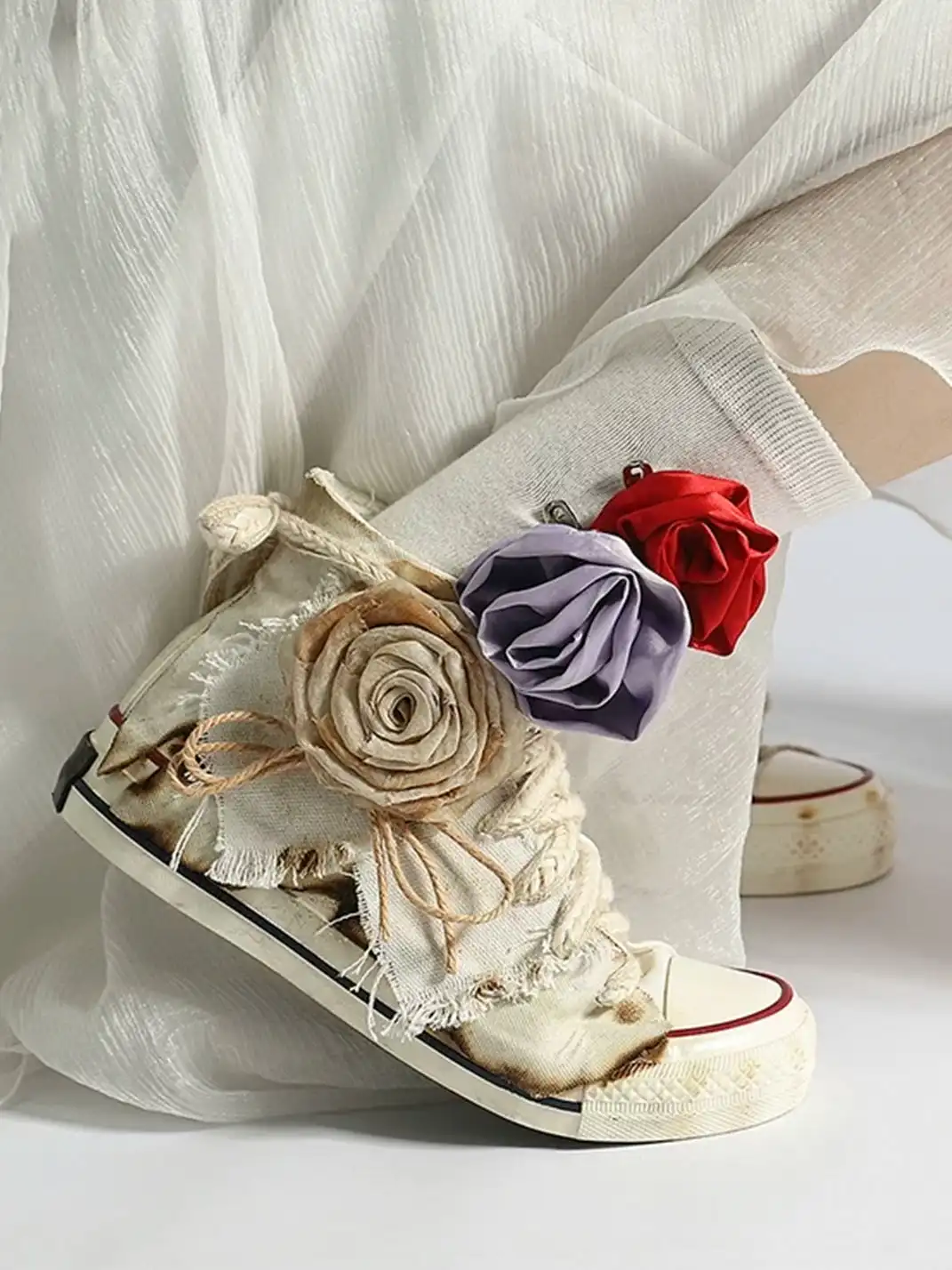 DAYMARE | Hand-Painted Trendy Rose High-Top Canvas Shoes