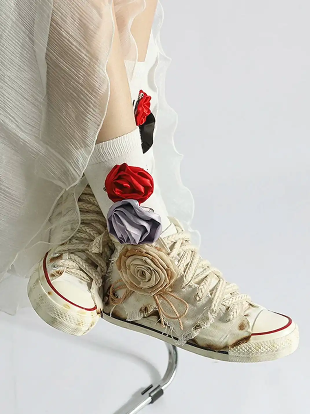 DAYMARE | Hand-Painted Trendy Rose High-Top Canvas Shoes