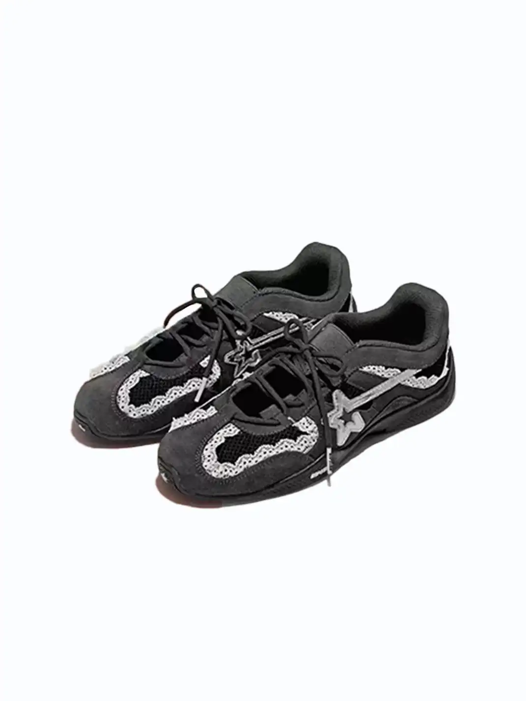 RIPSTAR | Balletcore Red Lace Pearl Bow Training Shoes