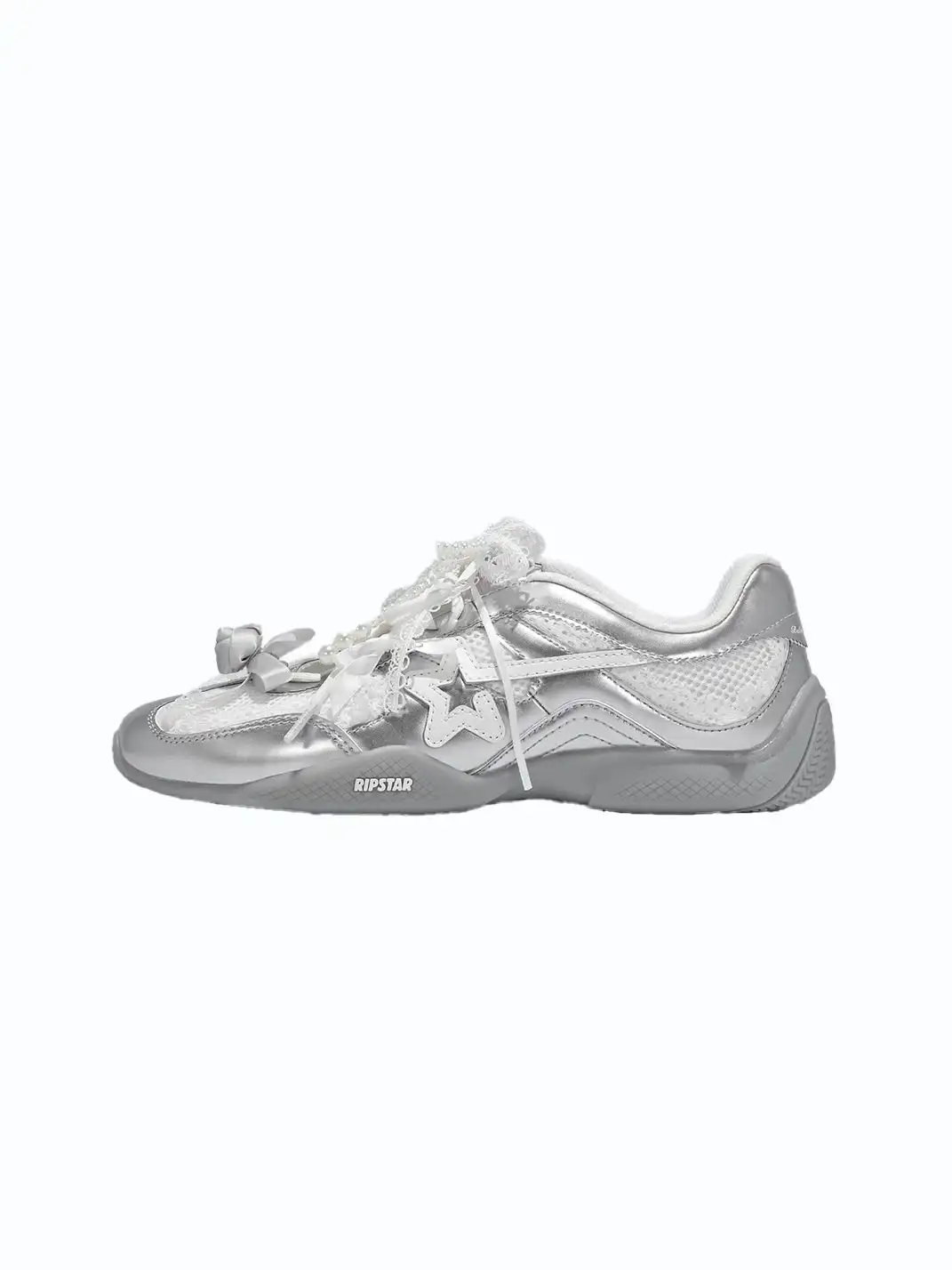 RIPSTAR | Balletcore Red Lace Pearl Bow Training Shoes