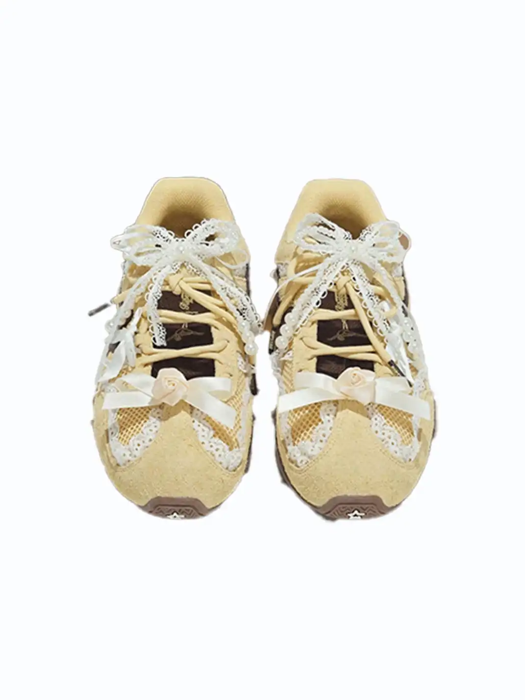 RIPSTAR | Balletcore Red Lace Pearl Bow Training Shoes
