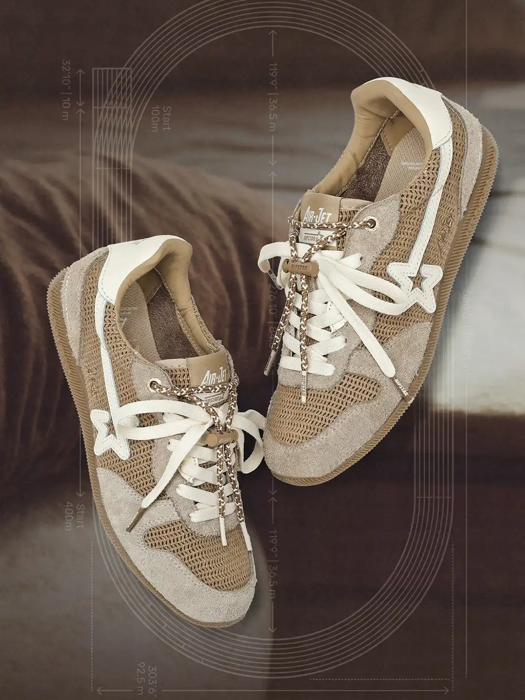 RIPSTAR | Mesh Star German Training Sneakers-Khaki