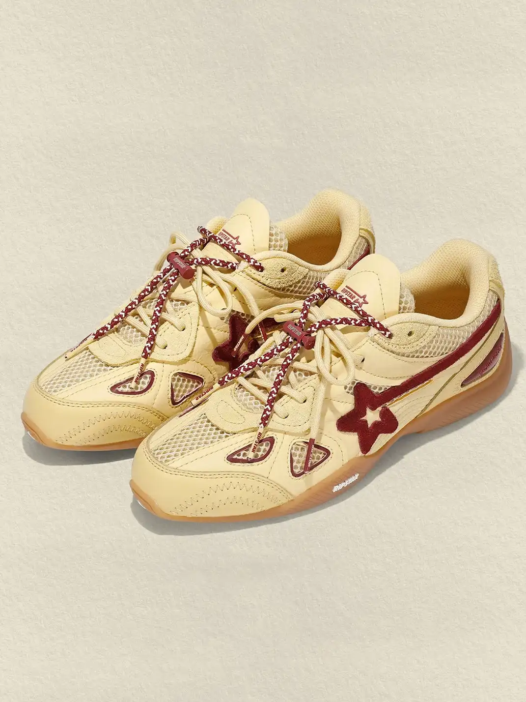 RIPSTAR | Cream Yellow Star Retro Running Sneakers