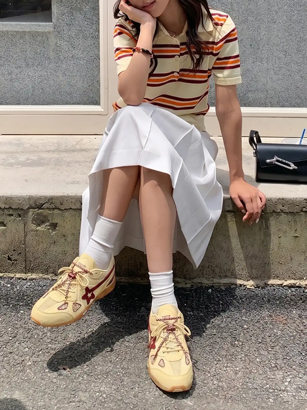 RIPSTAR | Cream Yellow Star Retro Running Sneakers