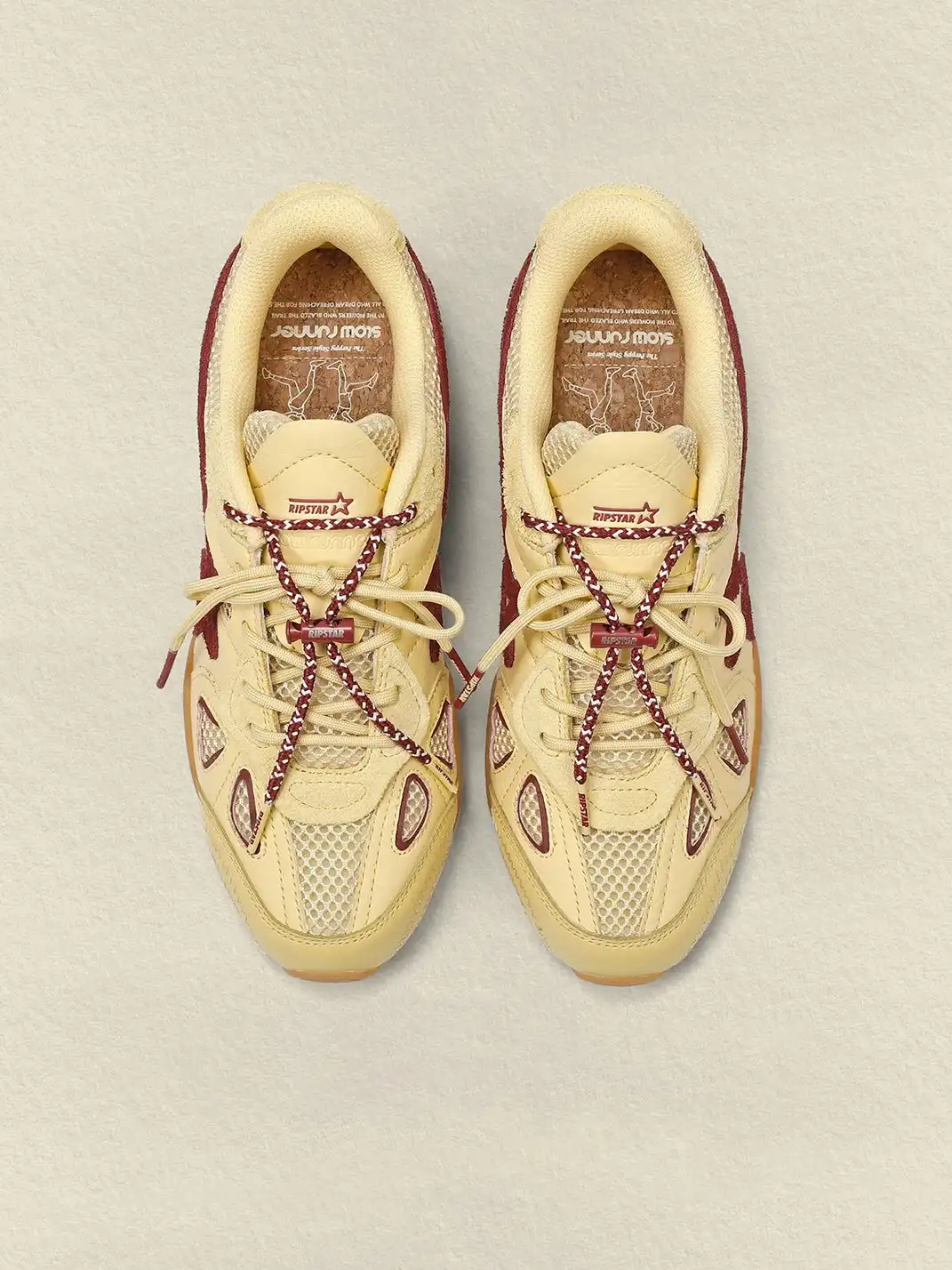 RIPSTAR | Cream Yellow Star Retro Running Sneakers