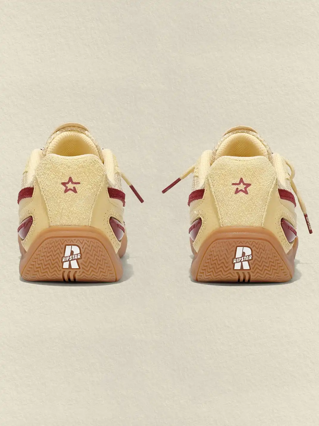 RIPSTAR | Cream Yellow Star Retro Running Sneakers