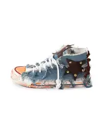 DAYMARE | Denim Star Patchwork Lace-Up High-Top Canvas Shoes