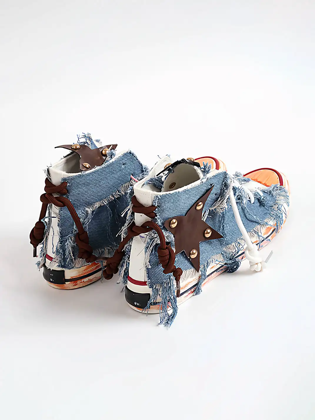 DAYMARE | Denim Star Patchwork Lace-Up High-Top Canvas Shoes