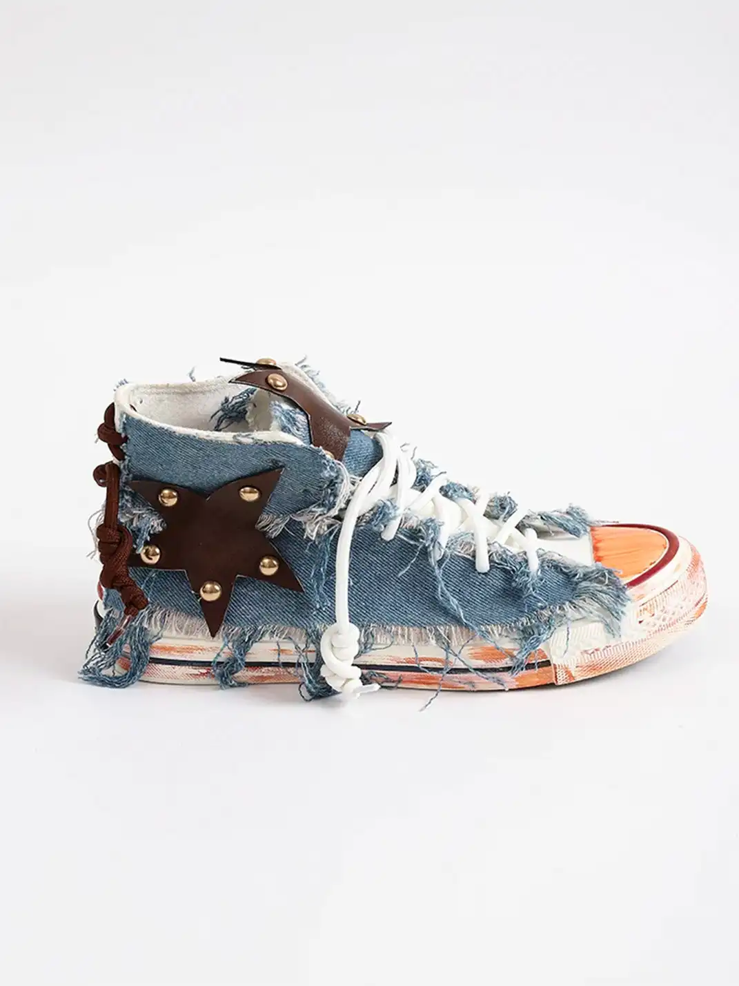 DAYMARE | Denim Star Patchwork Lace-Up High-Top Canvas Shoes
