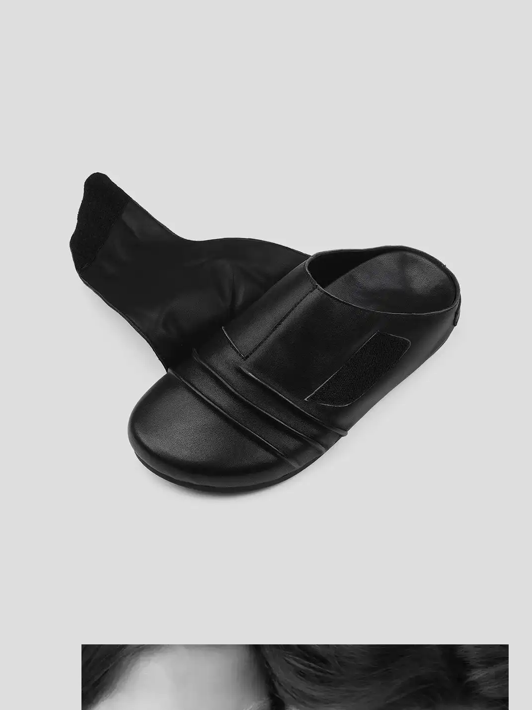 HANQIAORIJI | Ruched Leather Mule Half Slippers