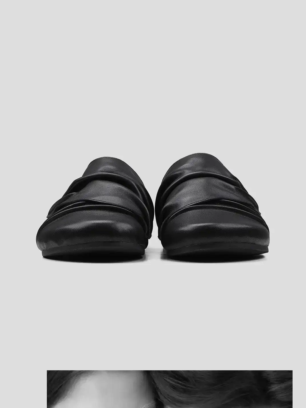 HANQIAORIJI | Ruched Leather Mule Half Slippers