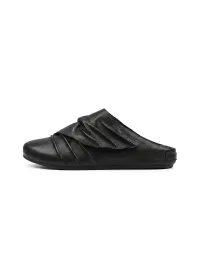 HANQIAORIJI | Ruched Leather Mule Half Slippers