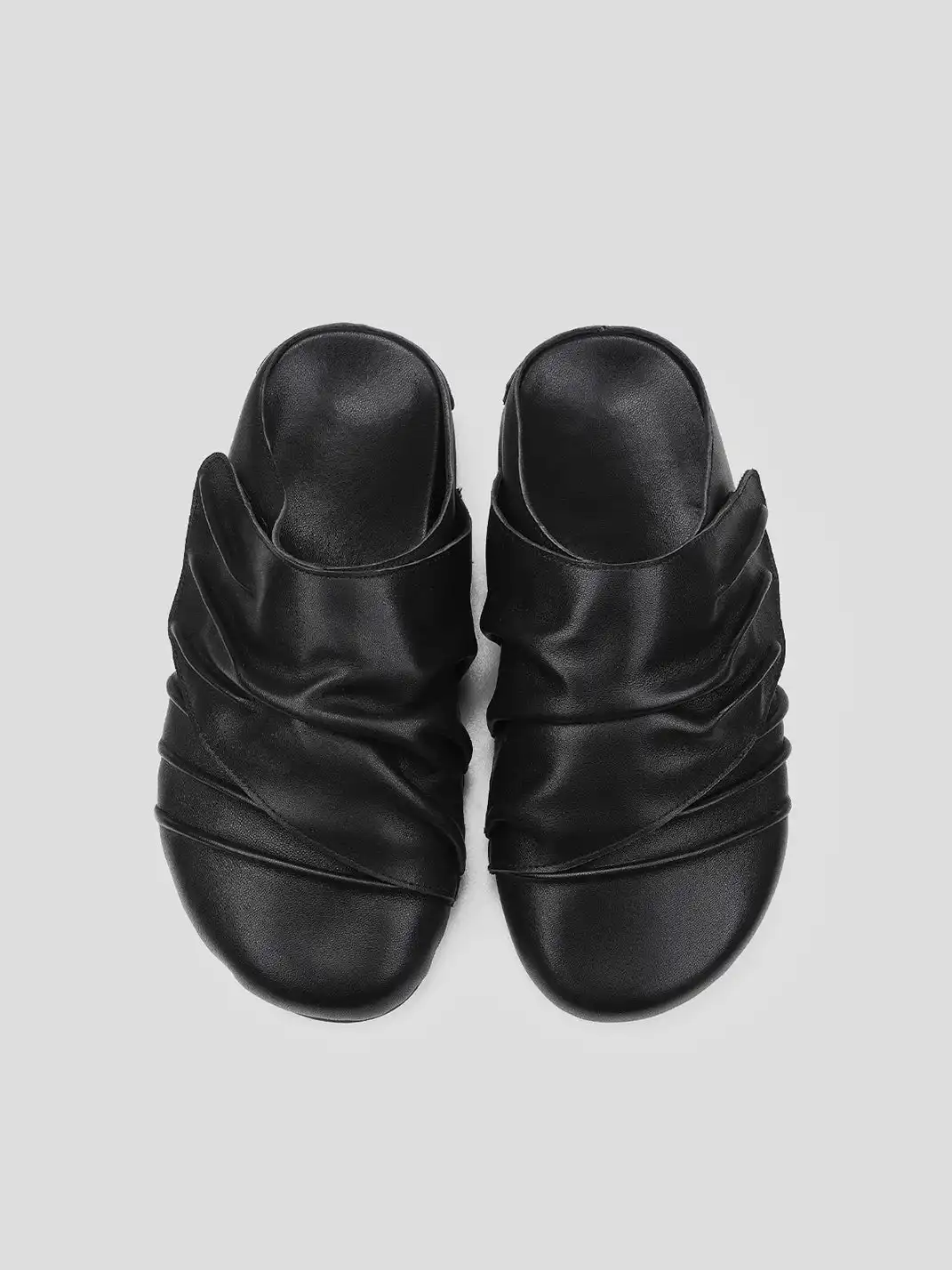 HANQIAORIJI | Ruched Leather Mule Half Slippers