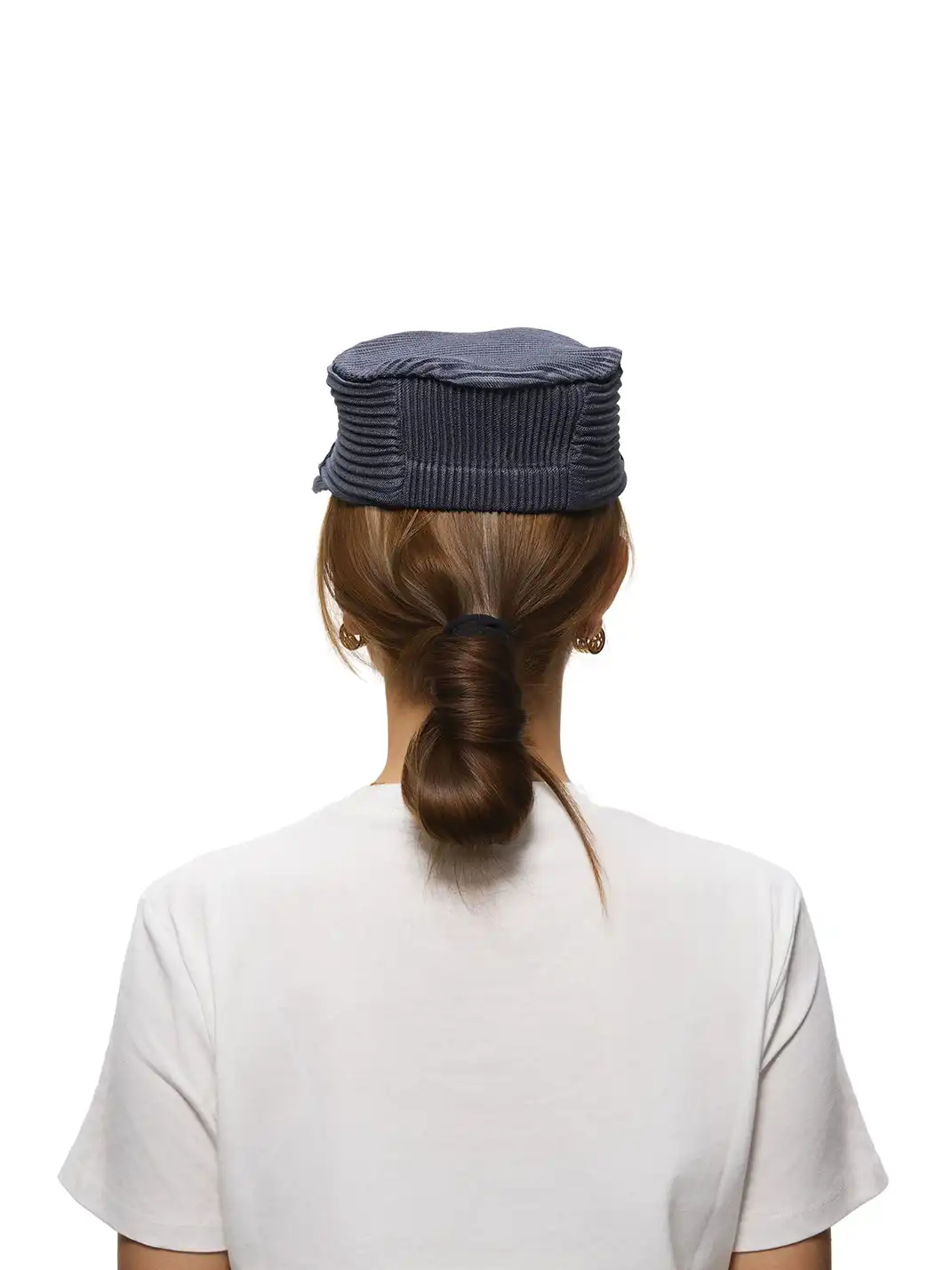 6CRAYON | Pleated Flat Brim Baseball Cap-Blue