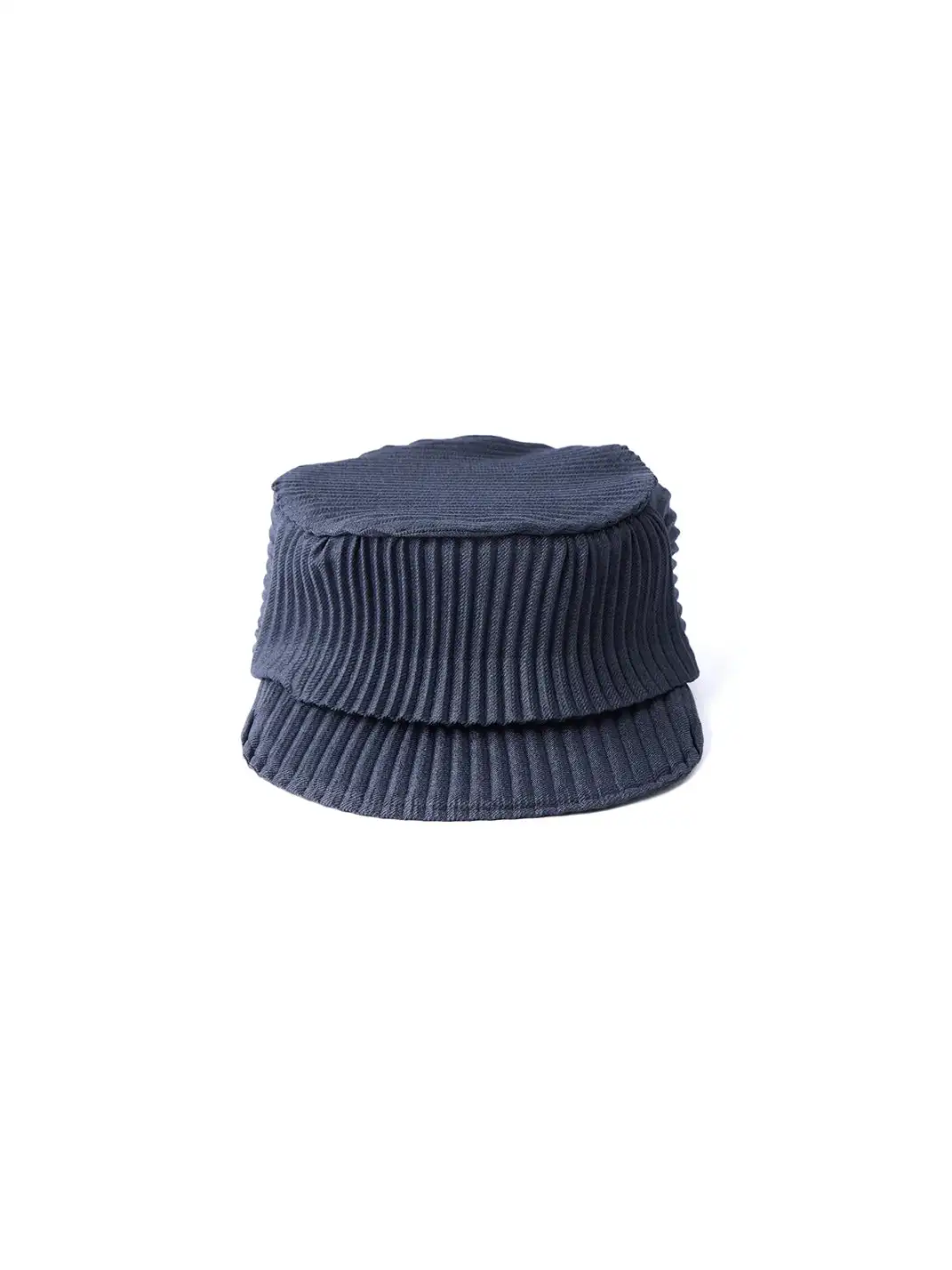6CRAYON | Pleated Flat Brim Baseball Cap-Blue
