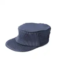 6CRAYON | Pleated Flat Brim Baseball Cap-Blue
