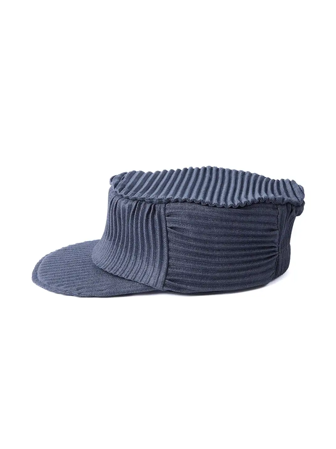 6CRAYON | Pleated Flat Brim Baseball Cap-Blue