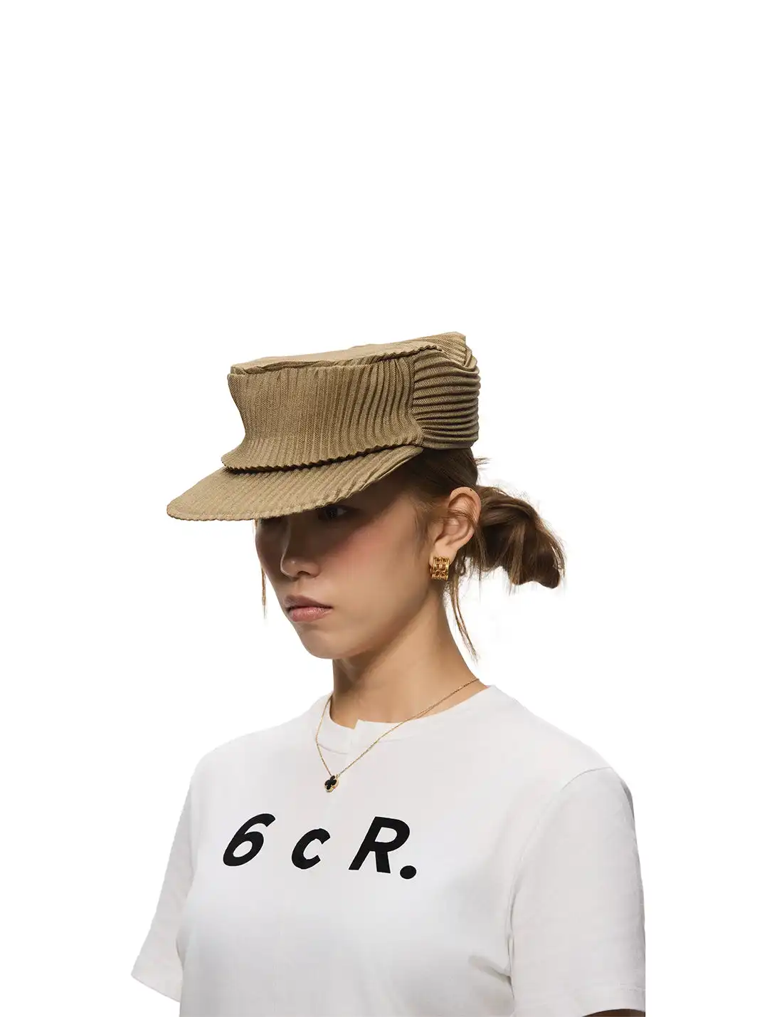 6CRAYON | Pleated Flat Brim Baseball Cap-Green