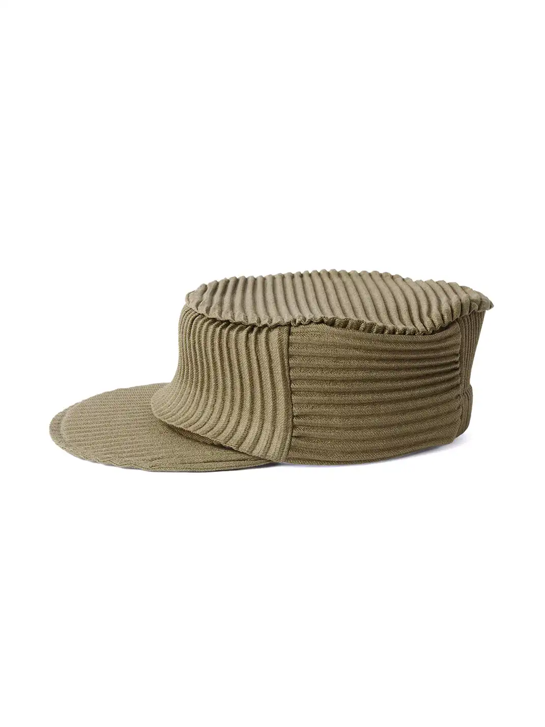 6CRAYON | Pleated Flat Brim Baseball Cap-Green