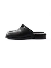 6CRAYON | Split Toe Full Cow Leather Hollow Out Mules-Black