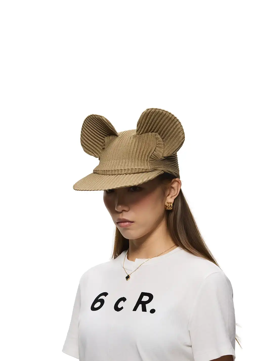 6CRAYON | Pleated Mickey Ear Flat Brim Baseball Cap-Green